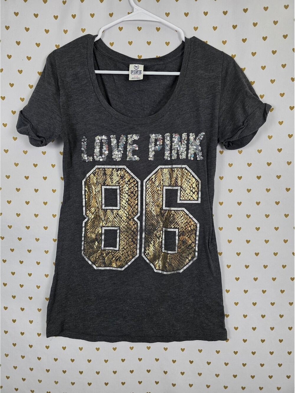 Victorias Secret PINK Vintage Y2k Bling 86 Sequined Tee shirt Large